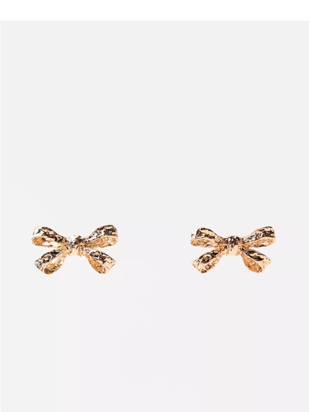Zara Gold Textured Bow Stud Earrings